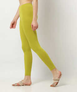 Women Lycra Ankle Fit Leggings Parrot Green