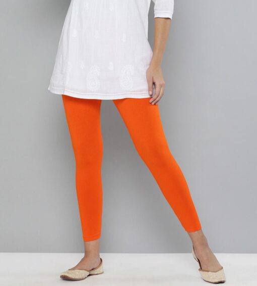 Women Lycra leggings Ankle length Orange 01