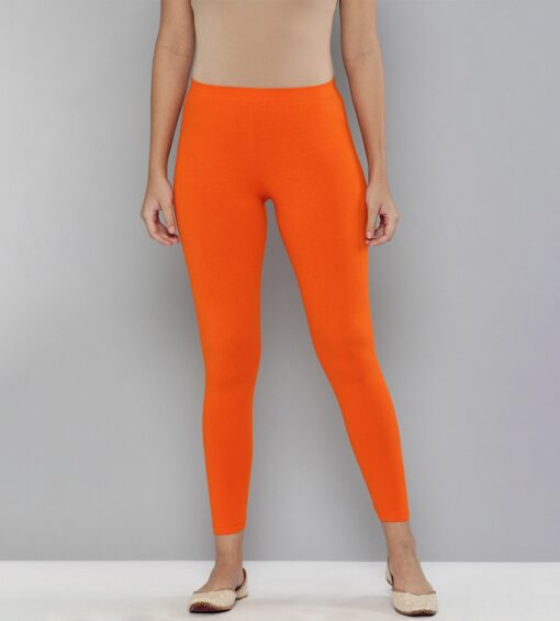 Women Lycra leggings Ankle length Orange 01