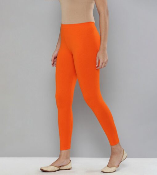 Women Lycra leggings Ankle length Orange 01