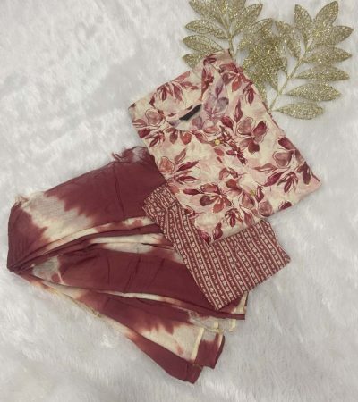 3 pcs set floral brown